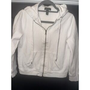 Women's Lauren Jeans Co Ralph Lauren White Hoodie Full Zip‎ Jacket Cotton S